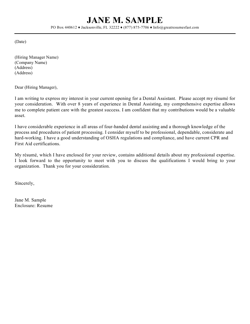 23 Dental Assistant Cover Letter Letterly info
