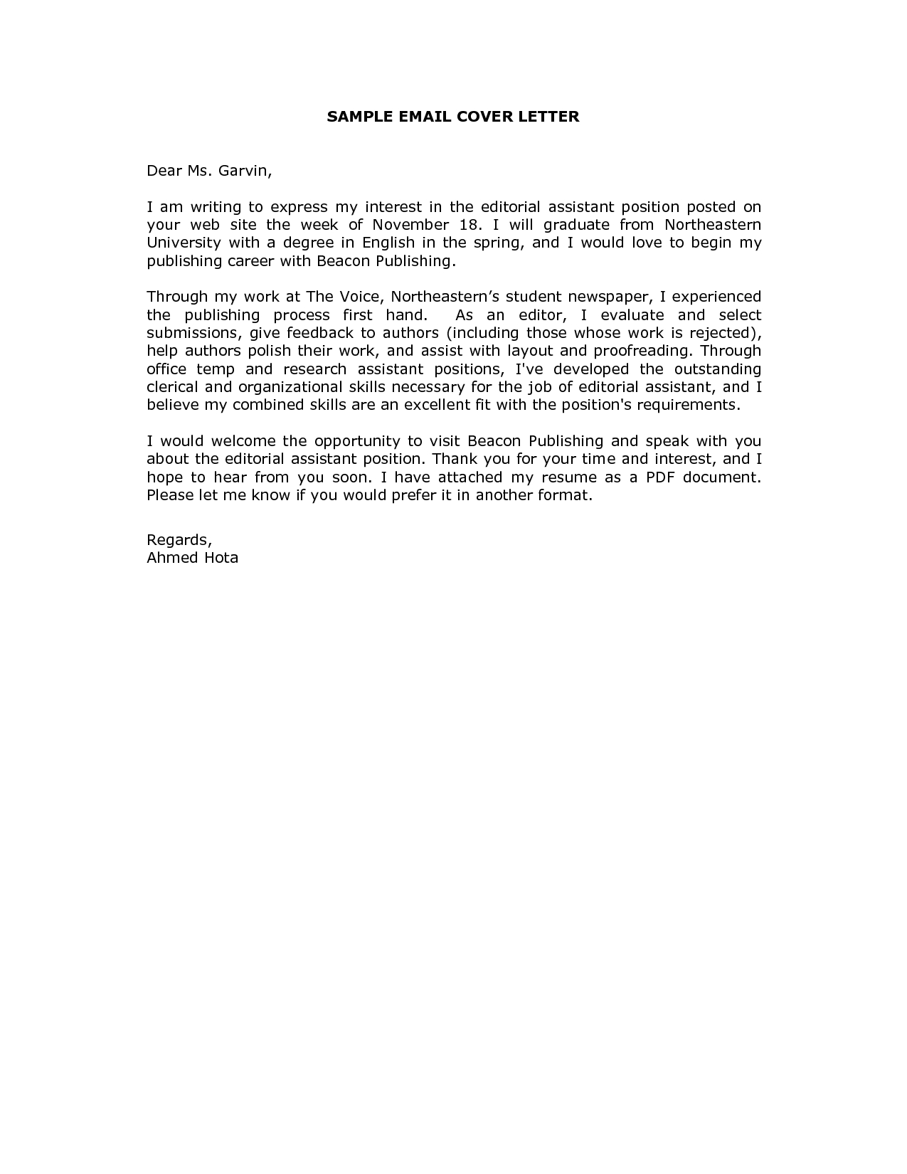 27 Email Cover Letter Format 5414