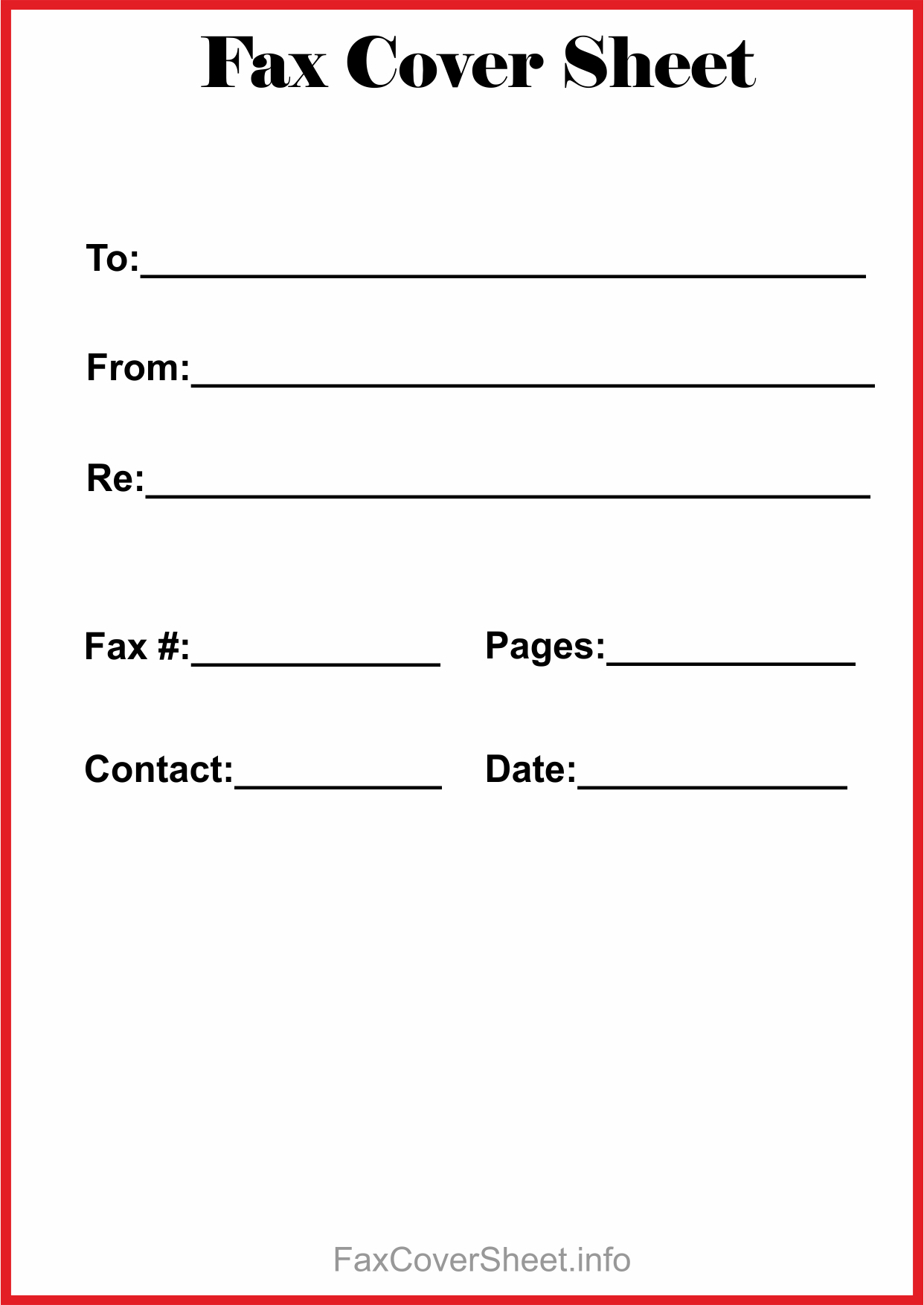 Blank Fax Cover Letter Template / A generic fax sheet use for sending