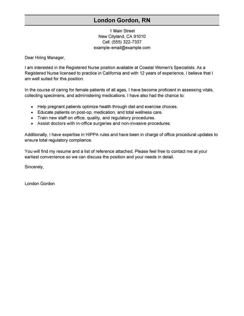 26 Nurse Cover Letter Letterly info