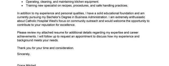 Cover Letter For Food Service Best Food Service Specialist Cover Letter Examples Livecareer