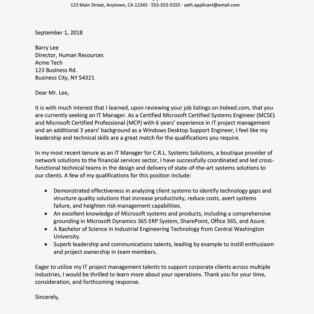 Cover Letter For Manager Position It Manager Job Description Resume Cover Letter Skills