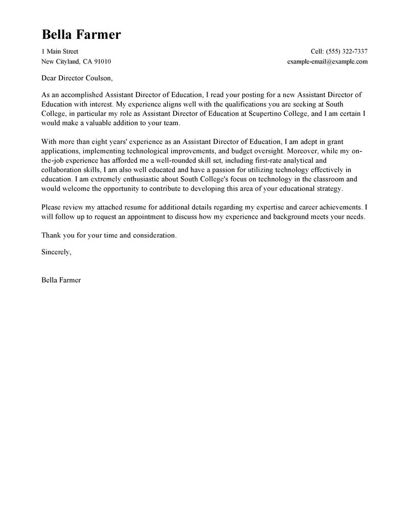 Cover Letter Format Examples Leading Education Cover Letter Examples ...