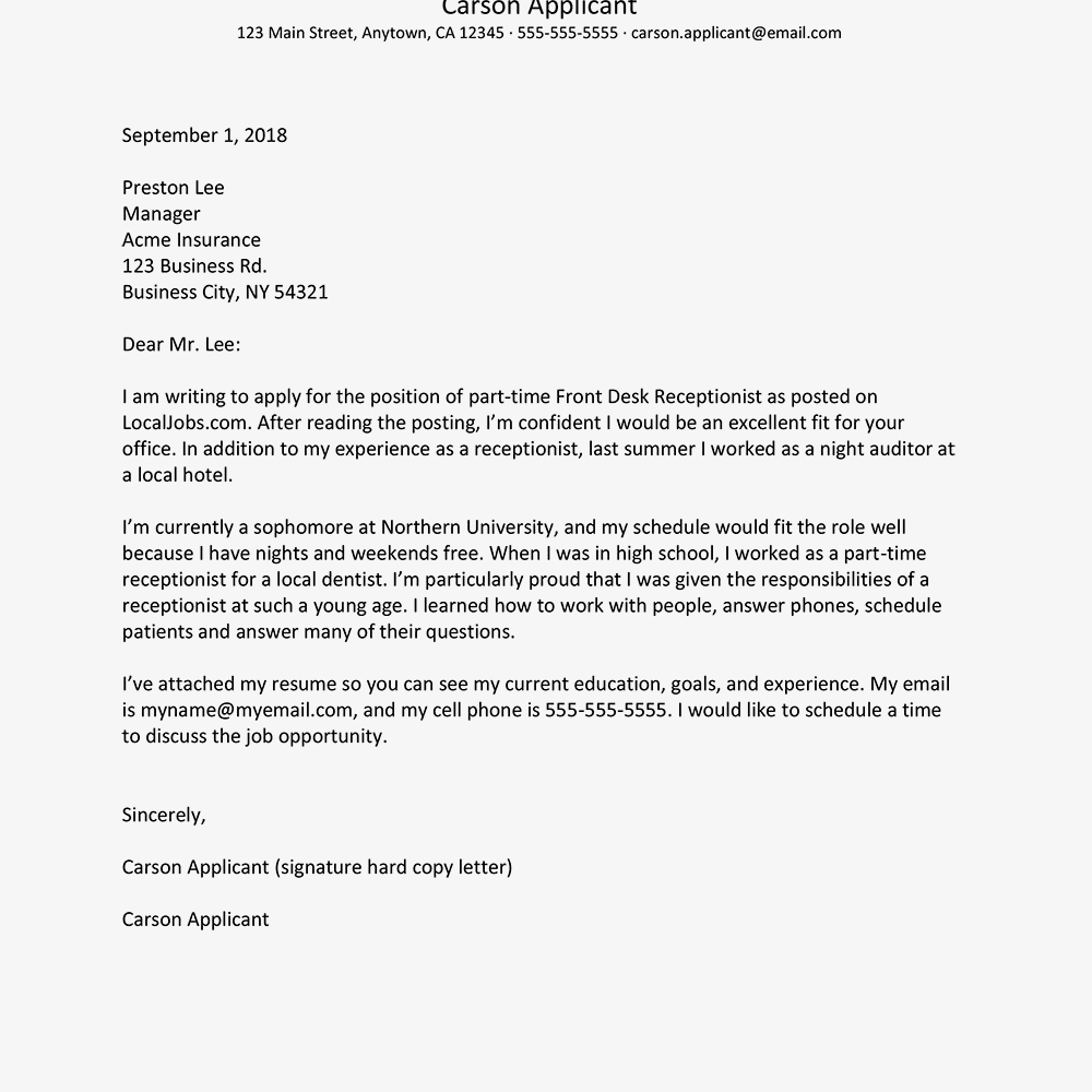 cover letter examples for resume