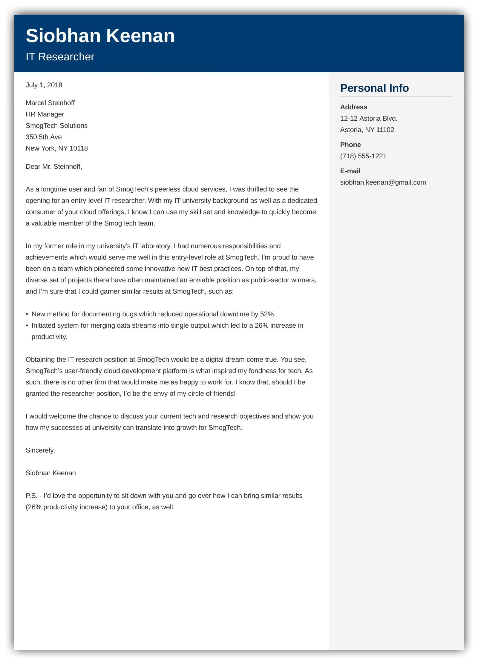 cover letter opening paragraph examples