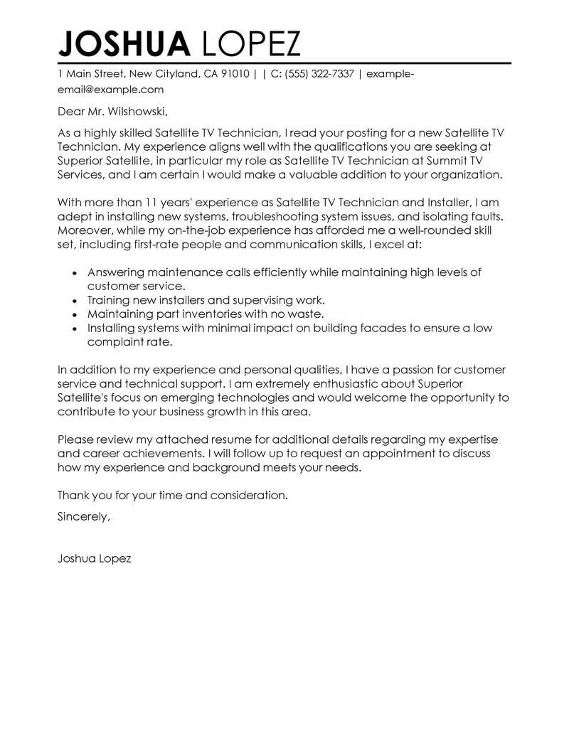 broadcast engineering cover letter example