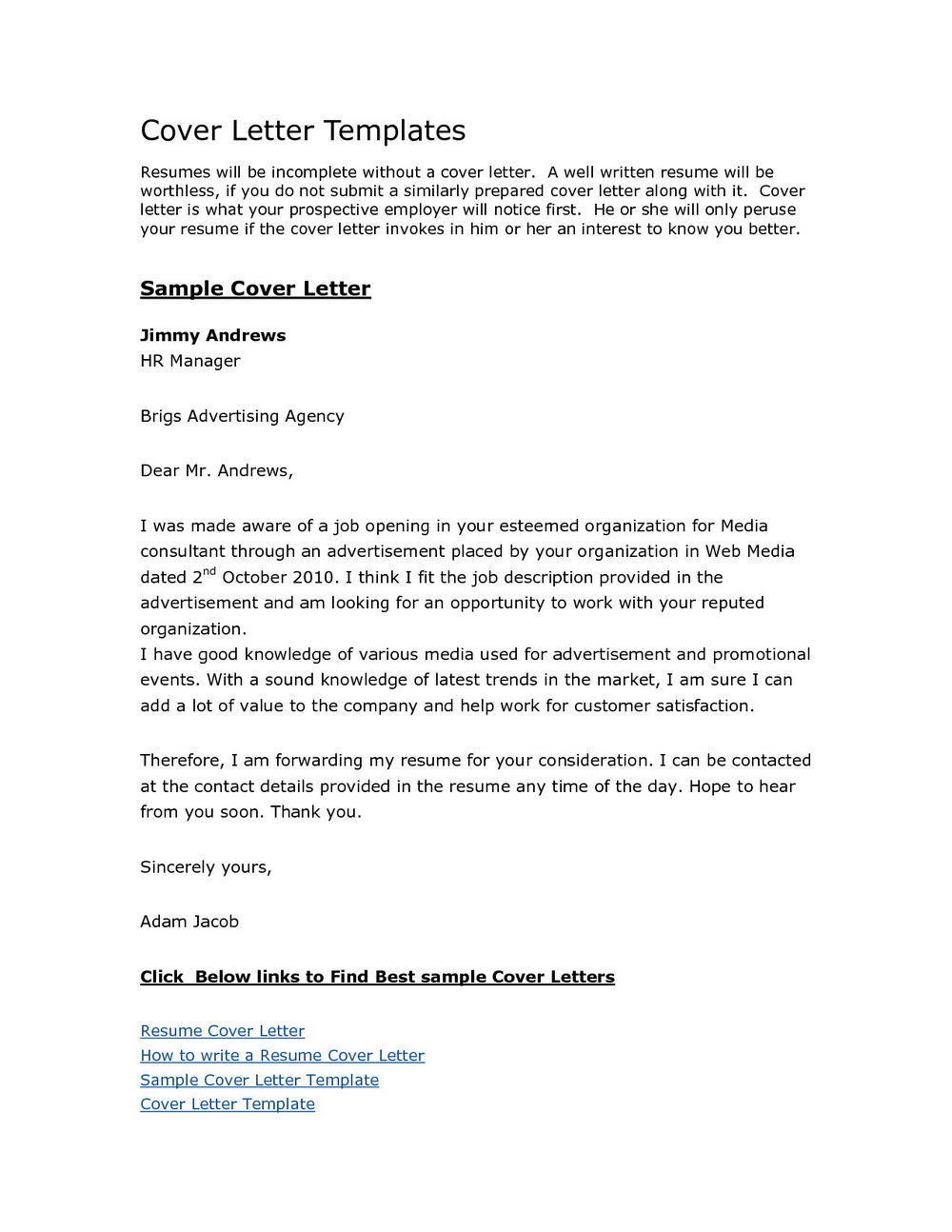 23+ Cover Letter Template Free - letterly.info