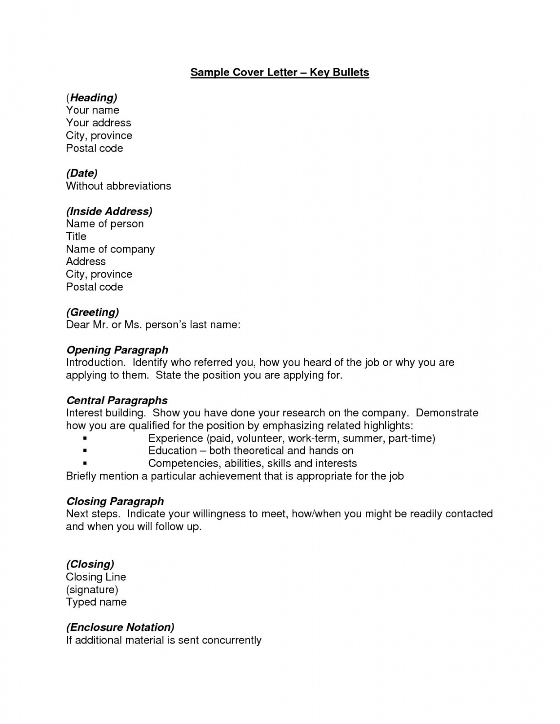 cover letter but no name