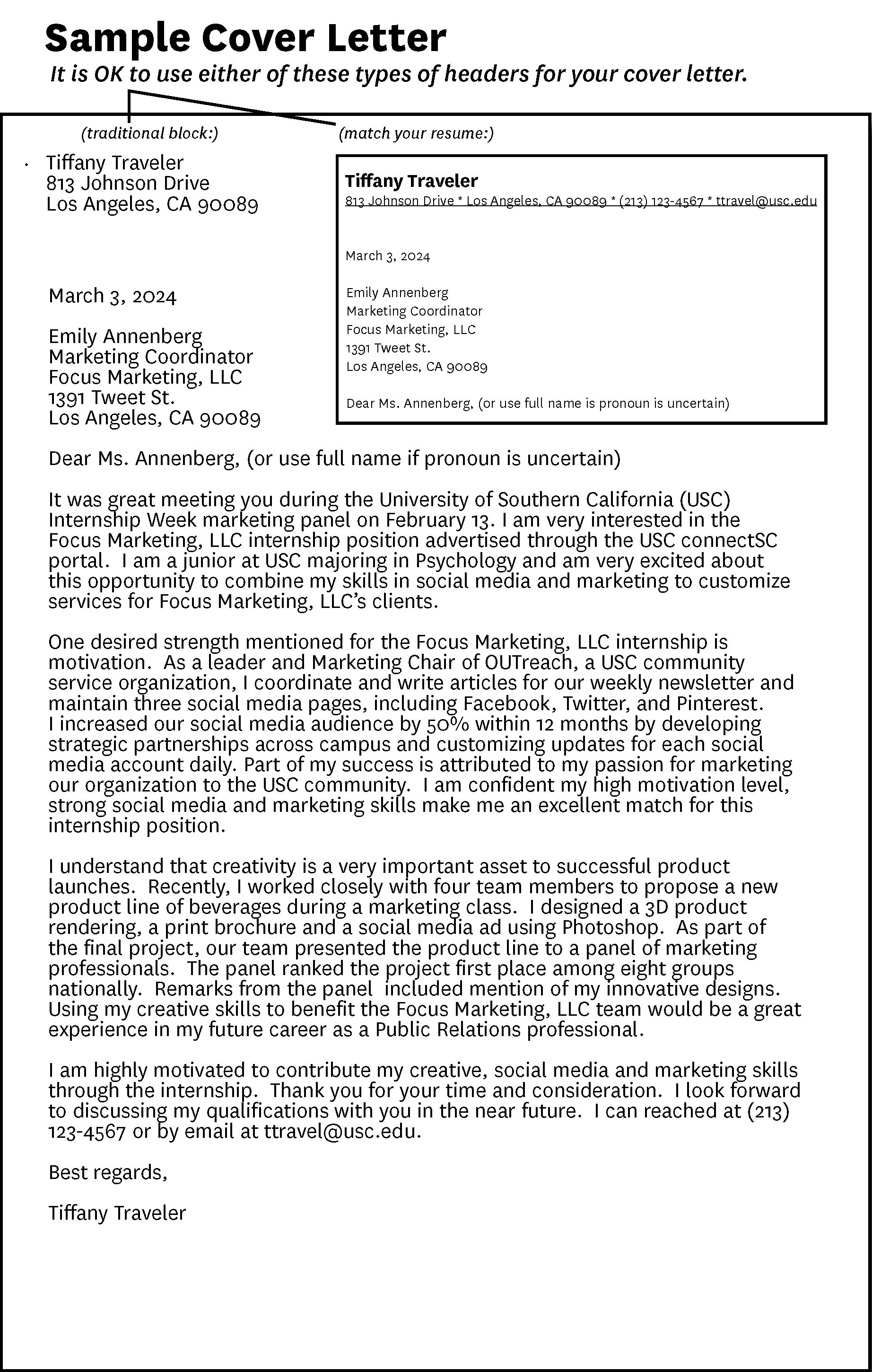 Examples Of Cover Letters For Resumes - Examples Of Cover Letters For Resumes Write A Resume Cover Letter Career Center Usc 