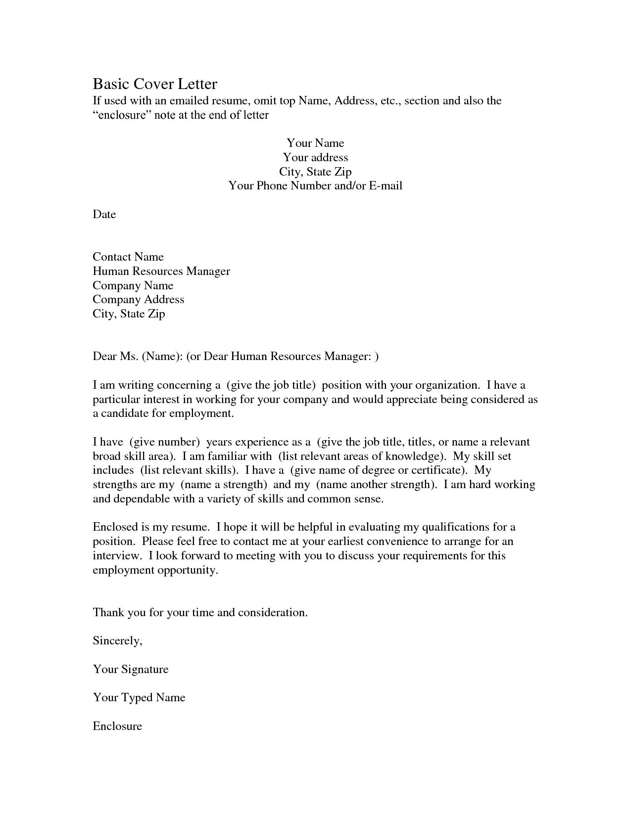 how to title cover letter without name