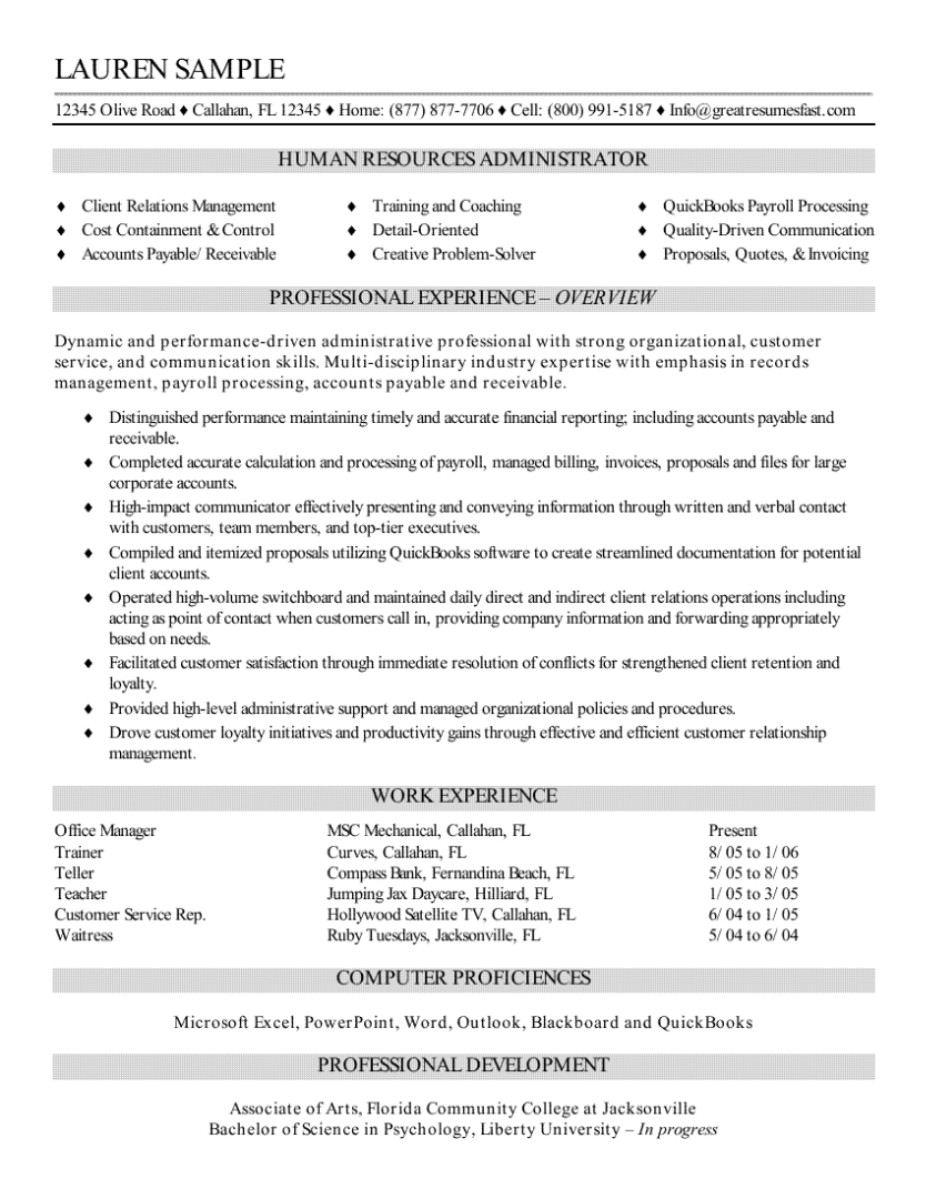 Here Some Writing Tips and Examples of Human Resources Resume ...