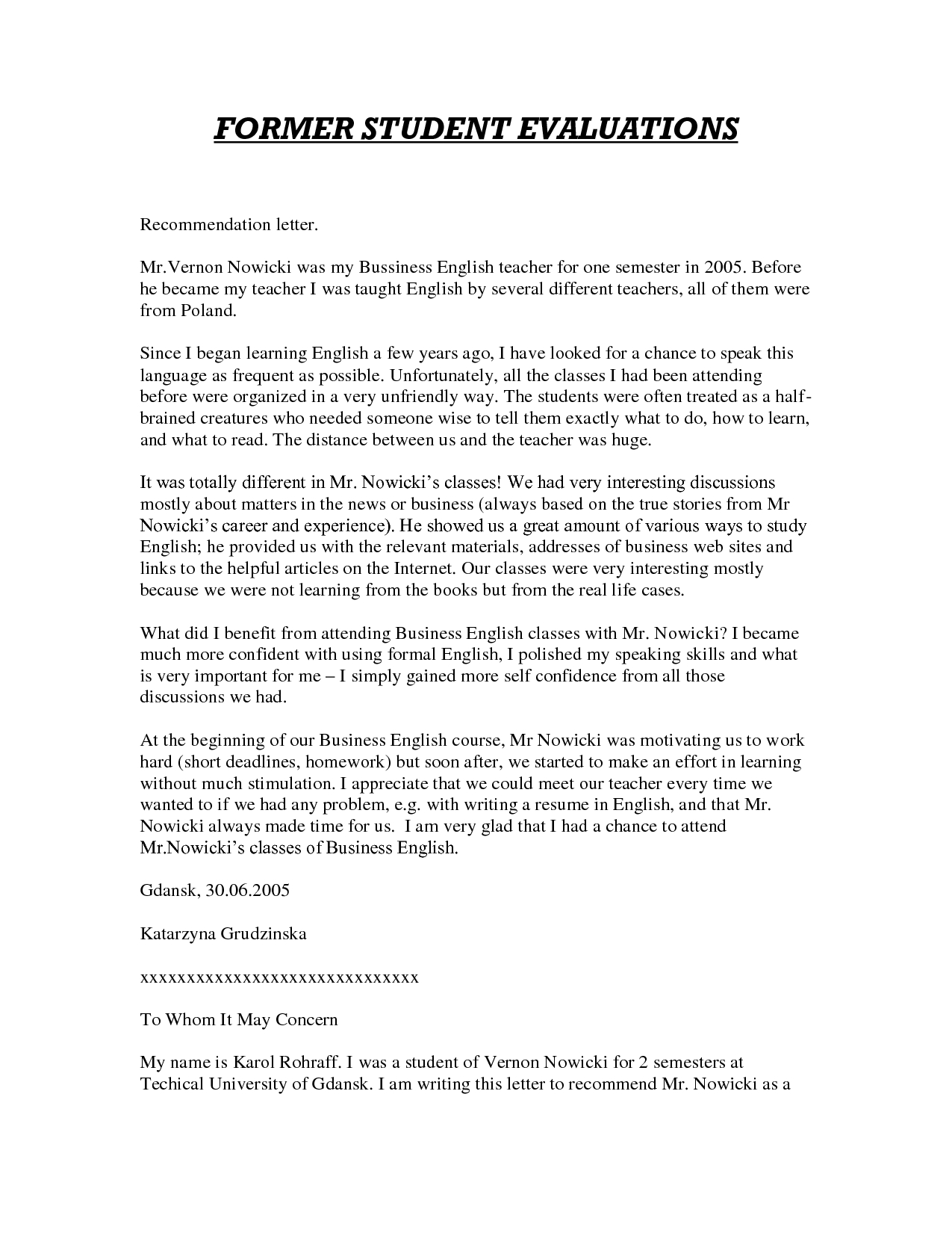 Read This Before You Write! Letter of Recommendation Template ...