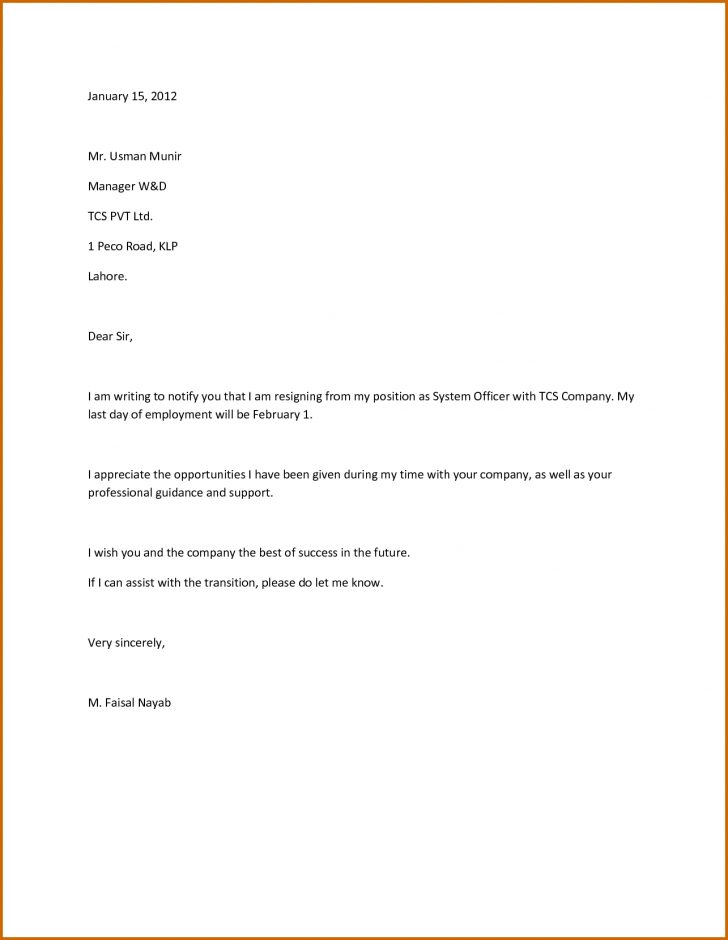 Letter Of Resignation Template 9 How To Make A Simple Resignation ...