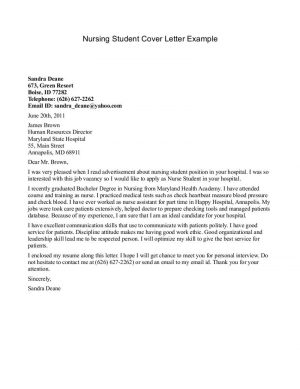 Nursing Student Cover Letter Cover Letter Template Nursing Graduate ...