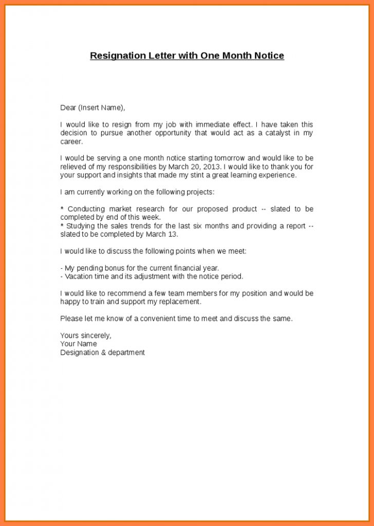 Resignation Letter Template 5 Resignation Letter 3 Months Notice Notice ...