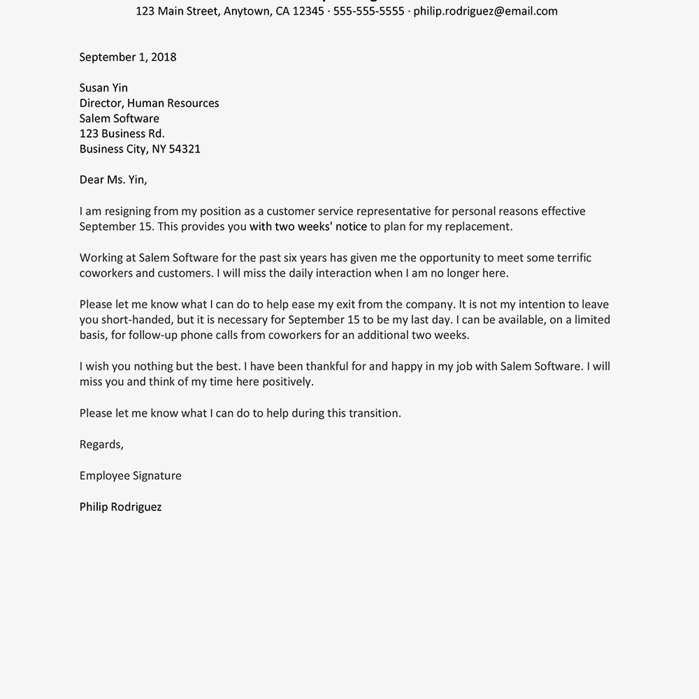 Resignation Letter Template Resignation Letter Samples For Personal ...