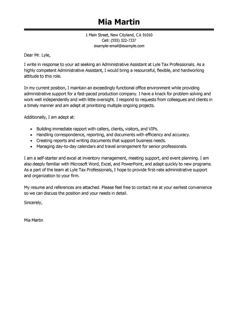 25+ Sample Cover Letter For Administrative Assistant - letterly.info